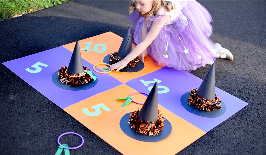 Halloween ring toss diy activity for kids
